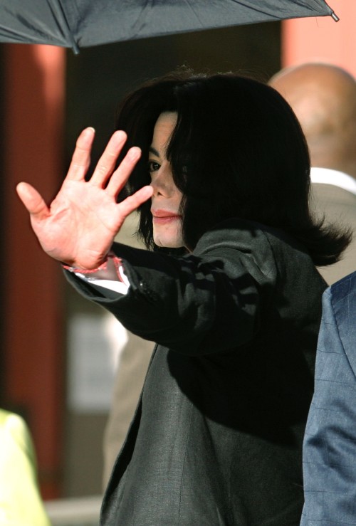 SANTA MARIA, CA - April 5: Michael Jackson arrives outside the Santa Barbara County Courthouse for h