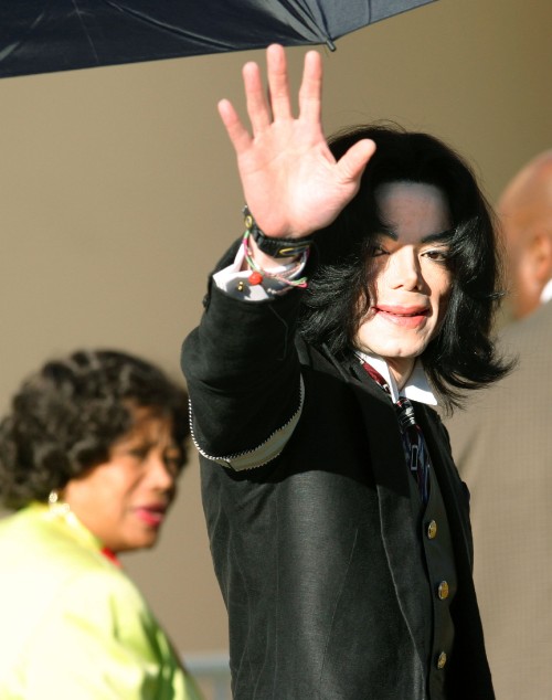 SANTA MARIA, CA - April 5: Michael Jackson and mother Katherine Jackson arrive outside the Santa Bar