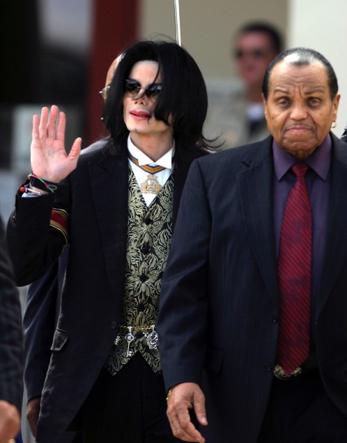 SANTA MARIA, CA - MARCH 29: Singer Michael Jackson, and father Joe Jackson leave the Santa Barbara C